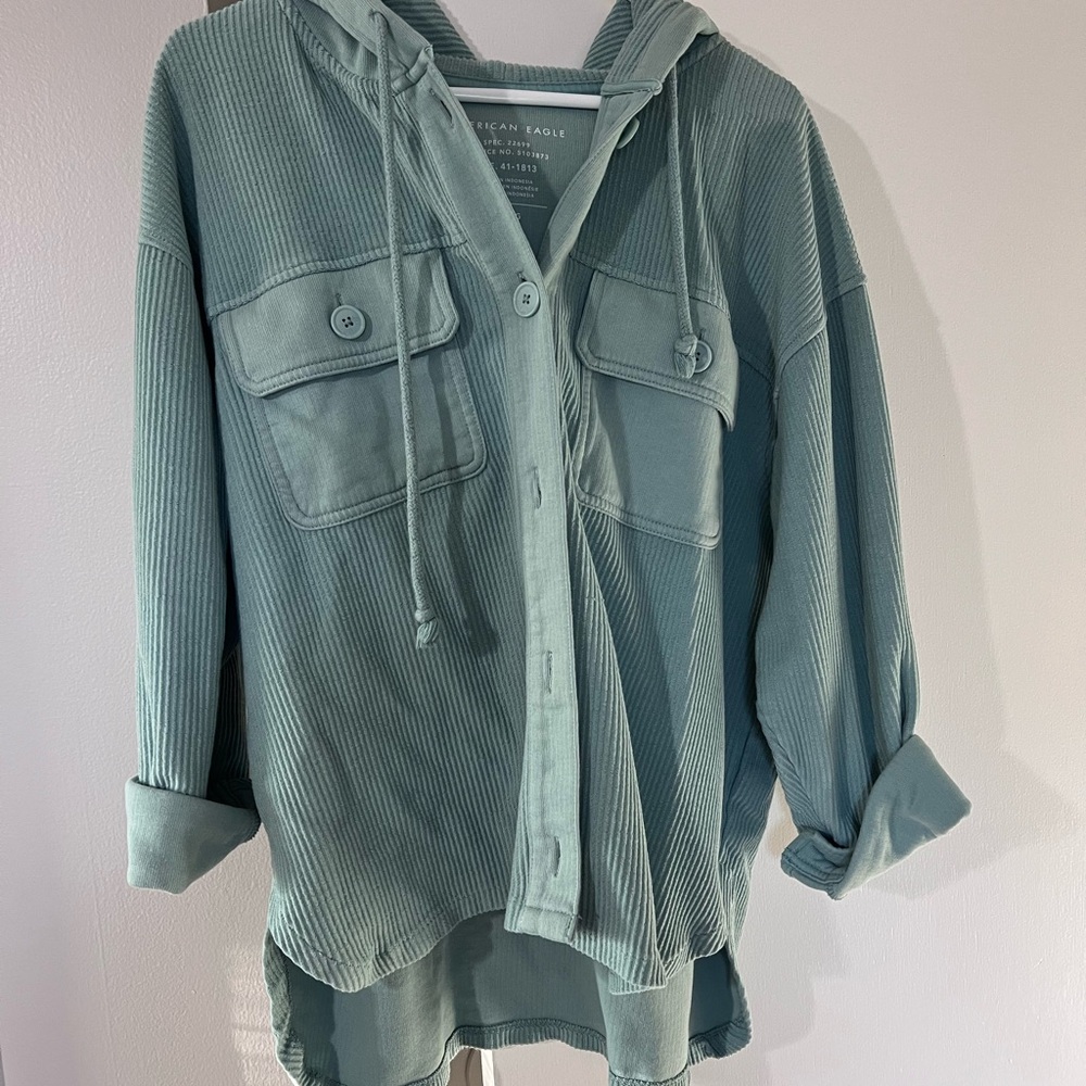 American Eagle Outfitters Women's Green Hooded Jacket